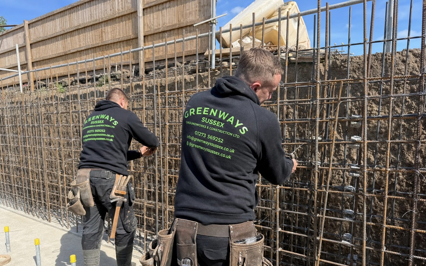 Steel fixing reinforced concrete rebar installation Sussex