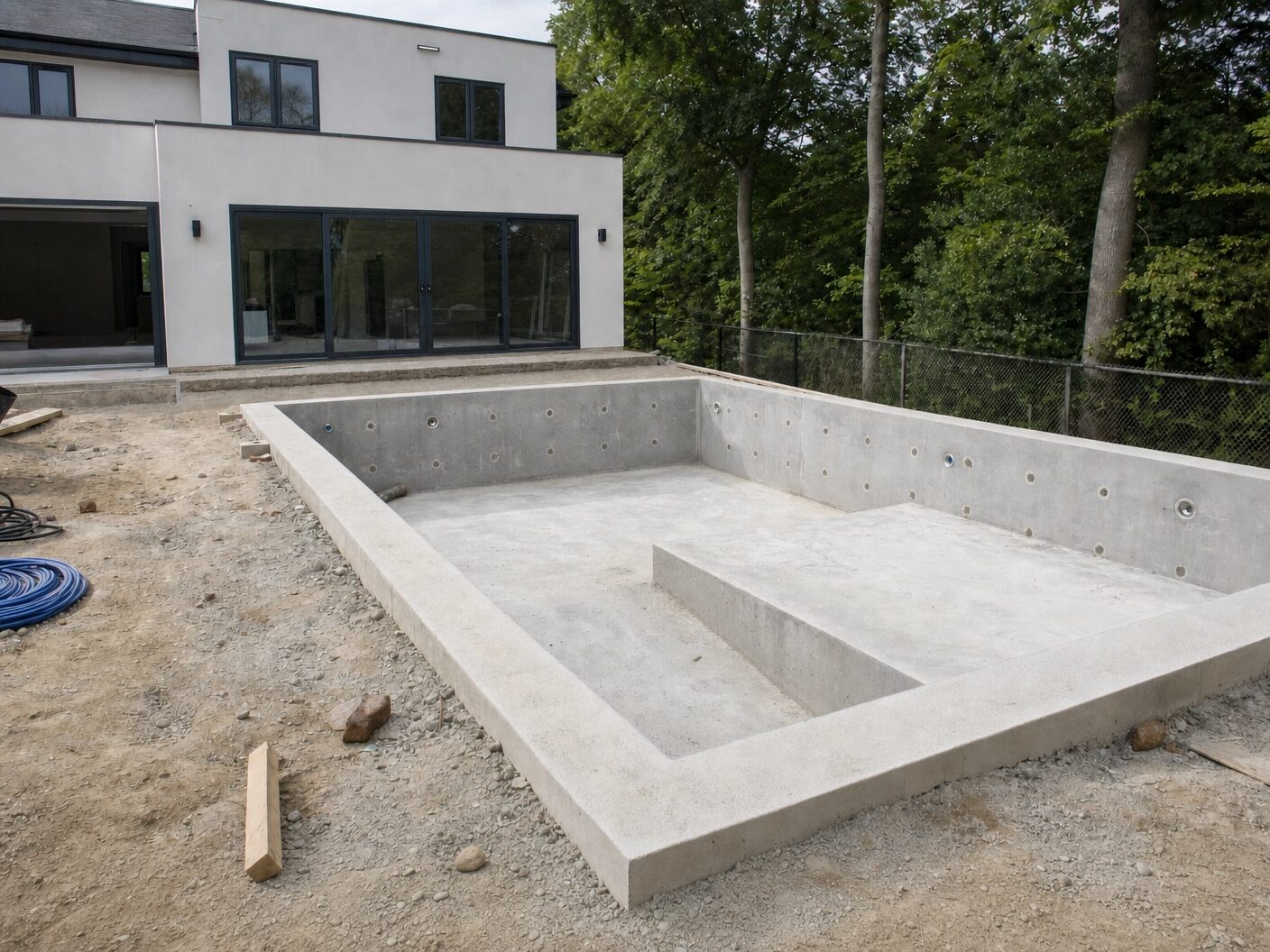 Reinforced concrete swimming pool shell construction Brighton